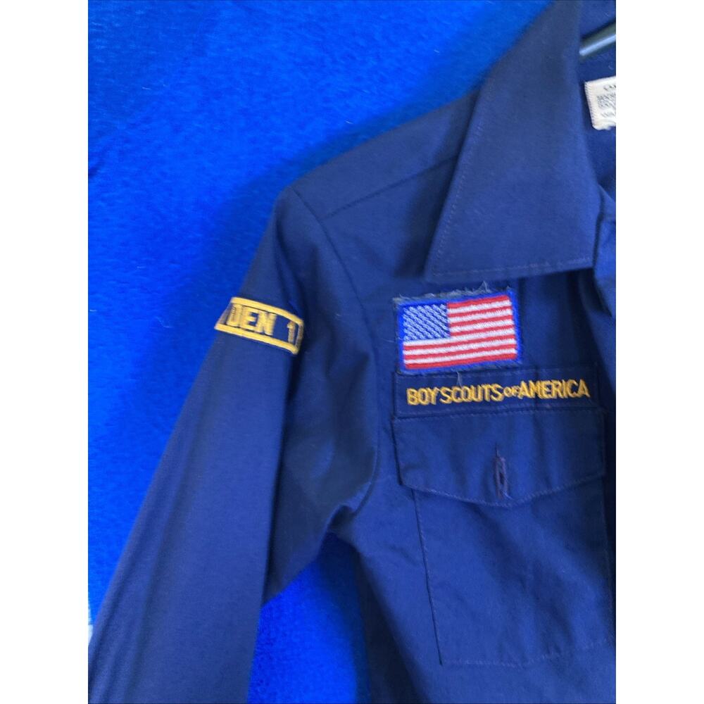 Vintage BSA Boy Scouts of America Cub Scout Uniform Shirt Blue Size 12 Patches - Picture 4 of 15
